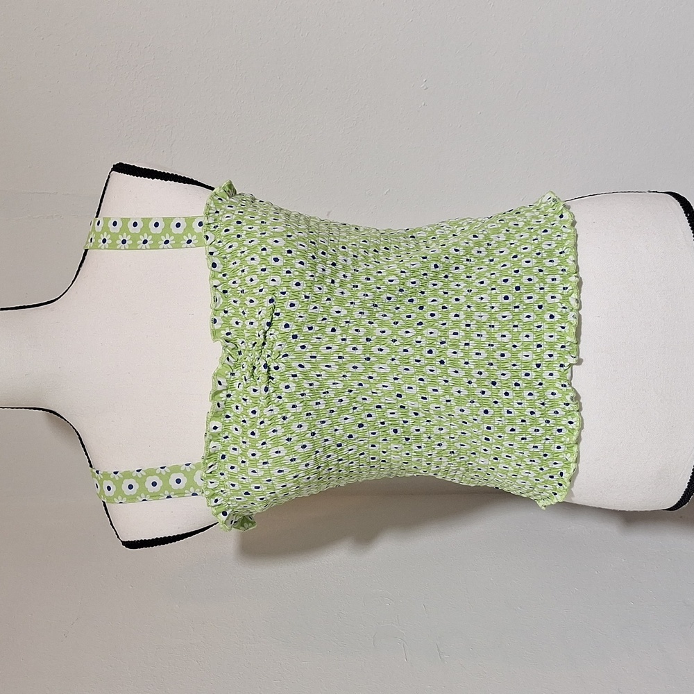 Rue 21 Green/Floral Smocked Crop Tank XL